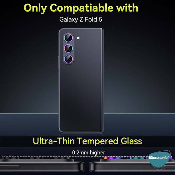 Microsonic Samsung Galaxy Z Fold 5 Tekli Kamera Lens Koruma Camı Renkli