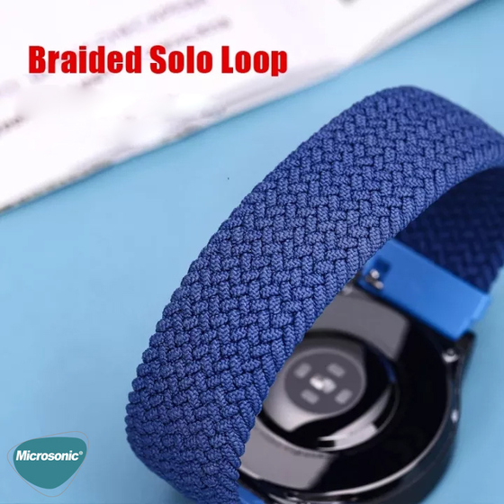 Microsonic Samsung Gear S3 Classic Kordon, (Large Size, 165mm) Braided Solo Loop Band Lacivert