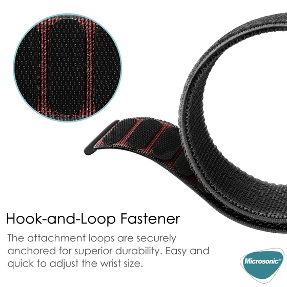 Microsonic Samsung Gear S3 Frontier Hasırlı Kordon Woven Sport Loop Kırmızı