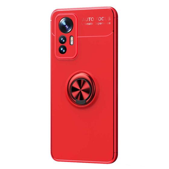Microsonic Xiaomi Mi 12 Lite Kılıf Kickstand Ring Holder Kırmızı