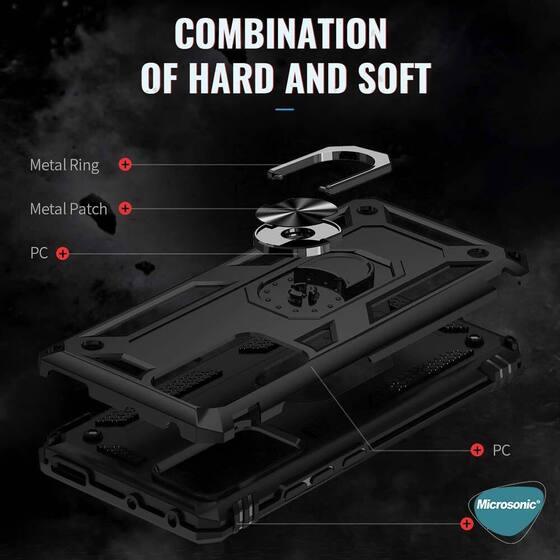 Microsonic Xiaomi Mi 12 Lite Kılıf Military Ring Holder Siyah