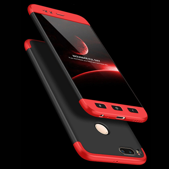 Microsonic Xiaomi Mi 5X Kılıf Double Dip 360 Protective Siyah Kırmızı
