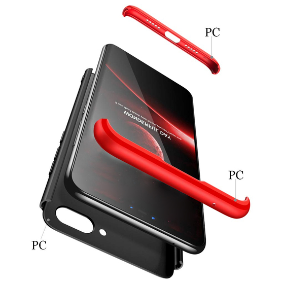 Microsonic Xiaomi Mi 8 Lite Kılıf Double Dip 360 Protective Siyah Kırmızı