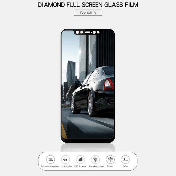 Microsonic Xiaomi Mi 8 Pro Tam Kaplayan Temperli Cam Ekran koruyucu Siyah