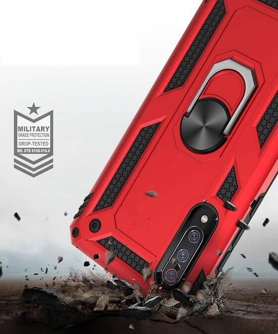 Microsonic Xiaomi Mi 9 Kılıf Military Ring Holder Siyah