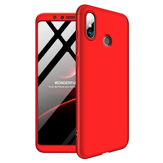 Microsonic Xiaomi Mi A2 (Mi 6X) Kılıf Double Dip 360 Protective Kırmızı