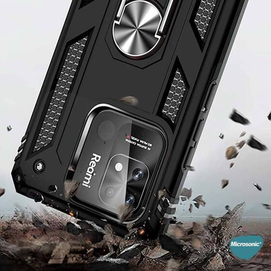 Microsonic Xiaomi Poco C40 Kılıf Military Ring Holder Siyah