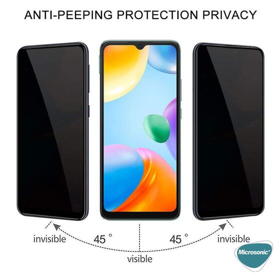 Microsonic Xiaomi Poco C40 Privacy 5D Gizlilik Filtreli Cam Ekran Koruyucu Siyah