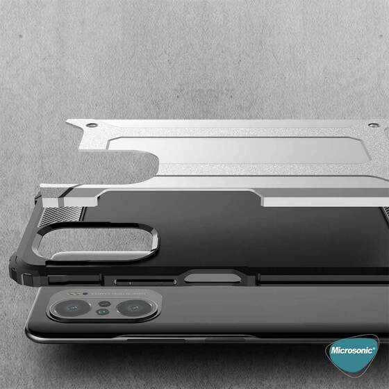 Microsonic Xiaomi Poco F3 Kılıf Rugged Armor Mavi