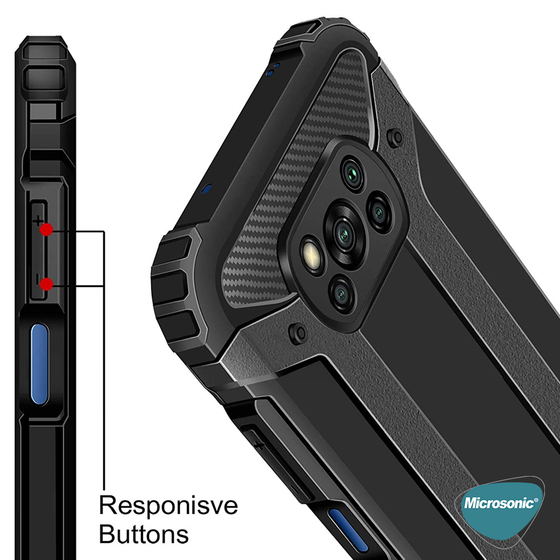 Microsonic Xiaomi Poco X3 NFC Kılıf Rugged Armor Mavi
