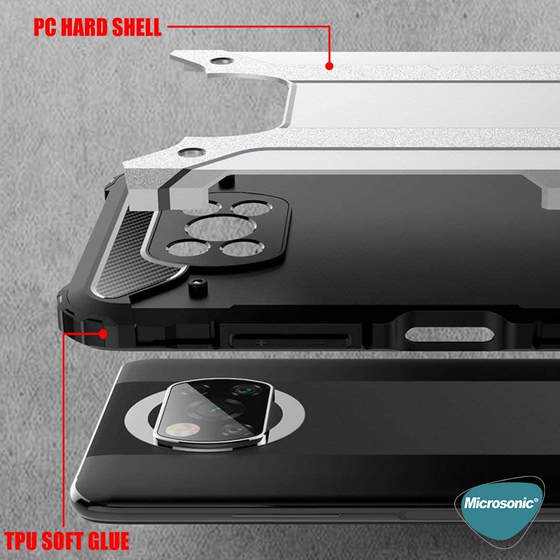 Microsonic Xiaomi Poco X3 NFC Kılıf Rugged Armor Siyah