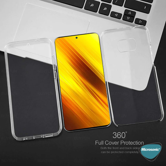 Microsonic Xiaomi Poco X3 Pro Kılıf 6 Tarafı Tam Full Koruma 360 Clear Soft Şeffaf