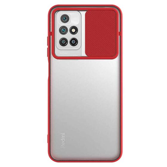Microsonic Xiaomi Redmi 10 2022 Kılıf Slide Camera Lens Protection Kırmızı