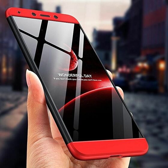 Microsonic Xiaomi Redmi 6 Kılıf Double Dip 360 Protective Siyah Kırmızı