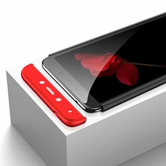 Microsonic Xiaomi Redmi 6A Kılıf Double Dip 360 Protective Siyah Kırmızı