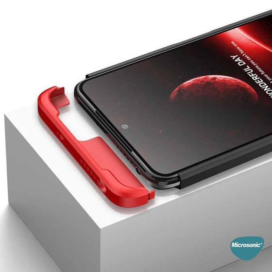 Microsonic Xiaomi Redmi Note 11 Kılıf Double Dip 360 Protective Siyah Kırmızı
