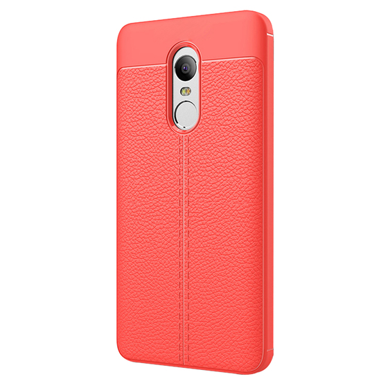 Microsonic Xiaomi Redmi Note 4X Kılıf Deri Dokulu Silikon Kırmızı