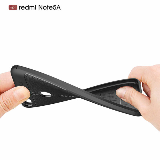 Microsonic Xiaomi Redmi Note 5A Kılıf Deri Dokulu Silikon Siyah