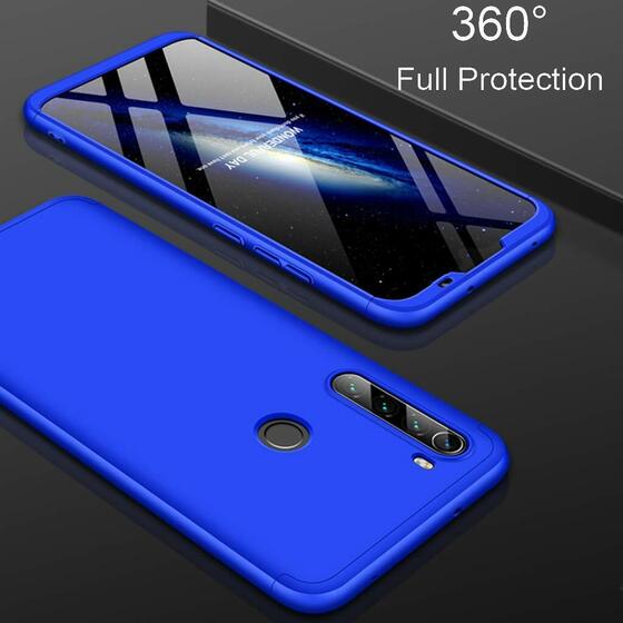 Microsonic Xiaomi Redmi Note 8 Kılıf Double Dip 360 Protective Mavi