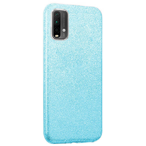 Microsonic Xiaomi Redmi Note 9 4G Kılıf Sparkle Shiny Mavi