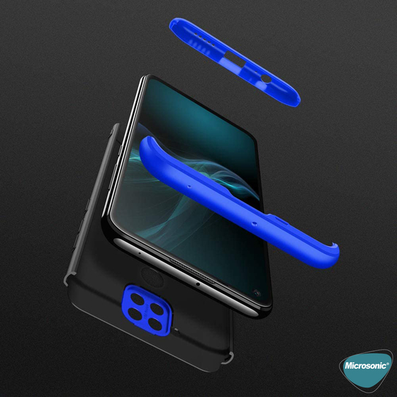 Microsonic Xiaomi Redmi Note 9 Kılıf Double Dip 360 Protective Mavi