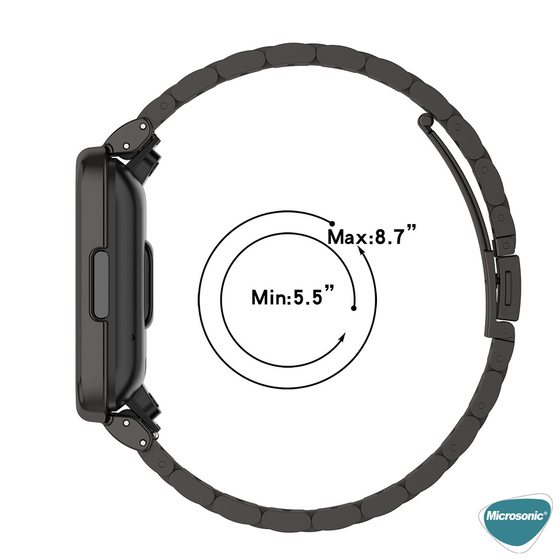 Microsonic Xiaomi Redmi Watch 2 Lite Metal Stainless Steel Kordon Siyah