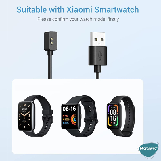 Microsonic Xiaomi Redmi Watch 3 Active Manyetik USB Şarj Kablosu Siyah