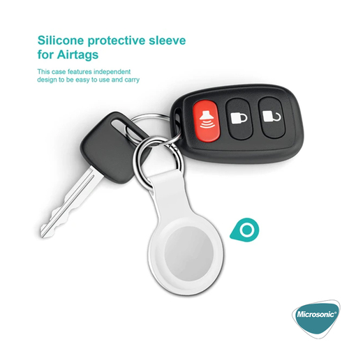 Microsonic Apple AirTag Kılıf, Liquid Silicone Protective Case Beyaz