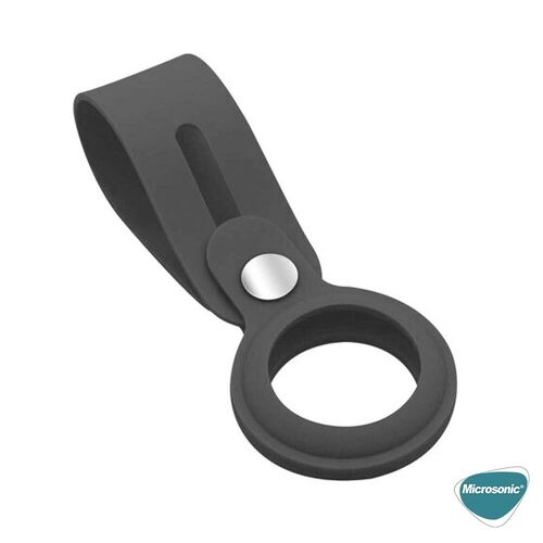 Microsonic Apple AirTag Kılıf, Silicon Loop Key Ring Siyah