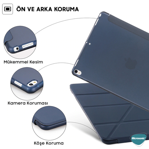 Microsonic Apple iPad Air (A1474-A1475-A1476) Folding Origami Design Kılıf Lacivert