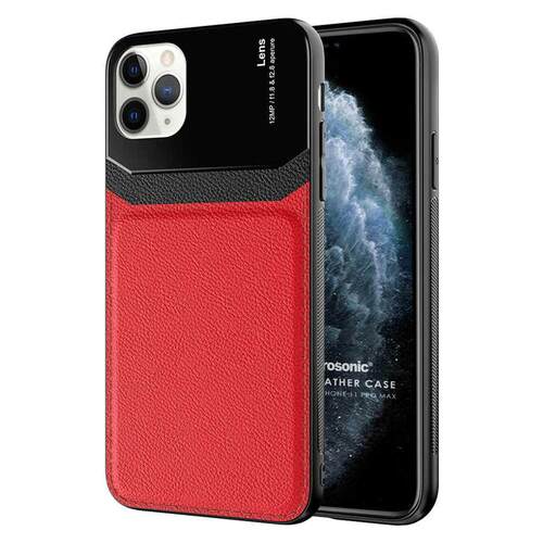 Microsonic Apple iPhone 11 Pro Max Kılıf Uniq Leather Kırmızı