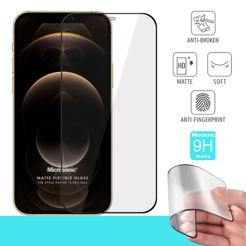 Microsonic Apple iPhone 12 Pro Max Seramik Matte Flexible Ekran Koruyucu Siyah