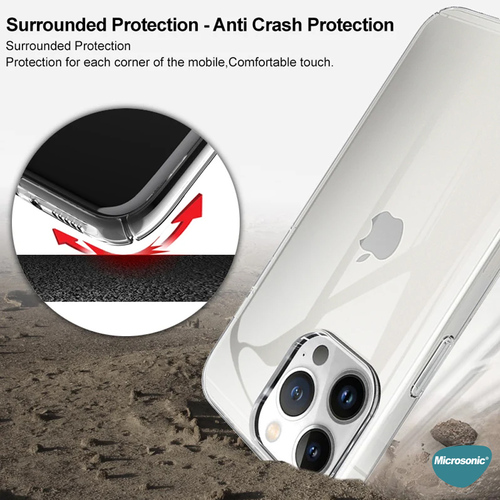 Microsonic Apple iPhone 13 Pro Kılıf Non Yellowing Crystal Clear Sararma Önleyici Kristal Şeffaf