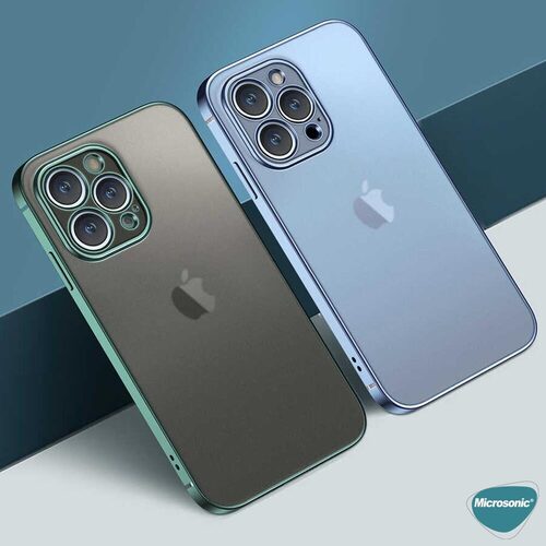 Microsonic Apple iPhone 13 Pro Max Kılıf Square Matte Plating Mavi