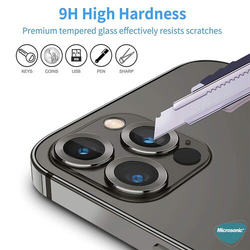 Microsonic Apple iPhone 15 Plus Tekli Kamera Lens Koruma Camı Siyah