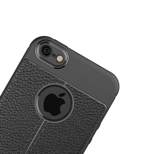Microsonic Apple iPhone 5 / 5S Kılıf Deri Dokulu Silikon Siyah