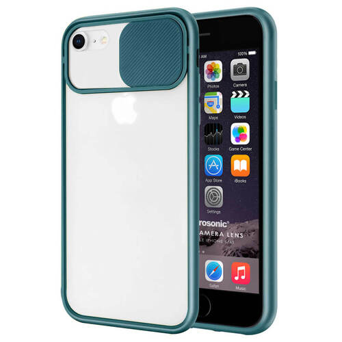 Microsonic Apple iPhone 6 Kılıf Slide Camera Lens Protection Koyu Yeşil