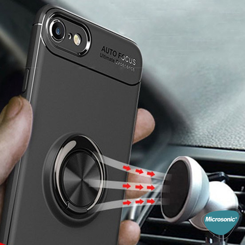 Microsonic Apple iPhone 6 Plus Kılıf Kickstand Ring Holder Kırmızı