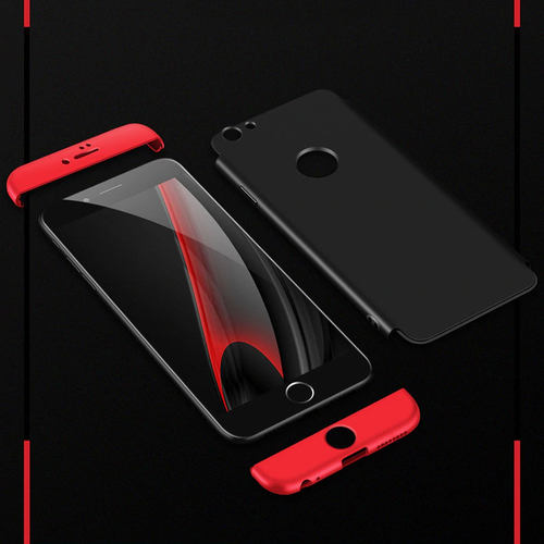 Microsonic Apple iPhone 8 Kılıf Double Dip 360 Protective Siyah Kırmızı