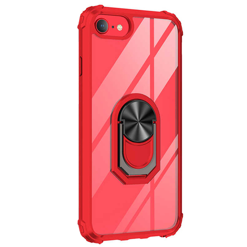 Microsonic Apple iPhone 8 Kılıf Grande Clear Ring Holder Kırmızı