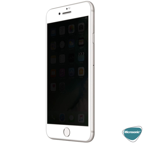 Microsonic Apple iPhone SE 2020 Privacy 5D Gizlilik Filtreli Cam Ekran Koruyucu Beyaz