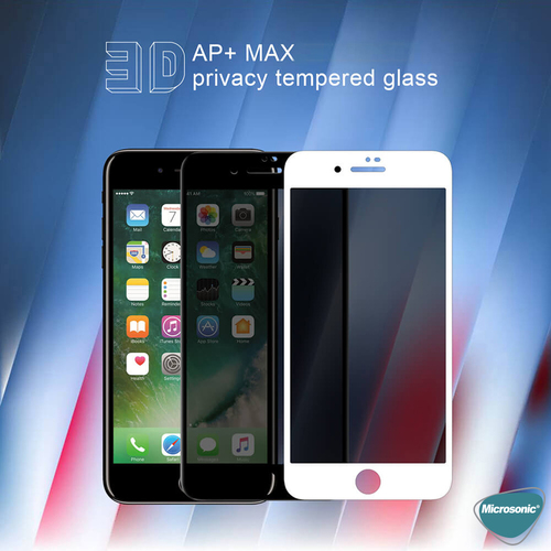 Microsonic Apple iPhone SE 2022 Privacy 5D Gizlilik Filtreli Cam Ekran Koruyucu Beyaz