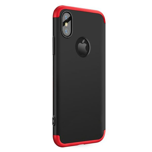 Microsonic Apple iPhone X Kılıf Double Dip 360 Protective Siyah Kırmızı