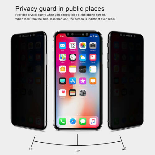 Microsonic Apple iPhone X Privacy 5D Gizlilik Filtreli Cam Ekran Koruyucu Siyah