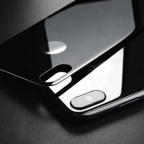 Microsonic Apple iPhone X Tam Kaplayan Arka Temperli Cam Ekran koruyucu Kırılmaz Film Siyah
