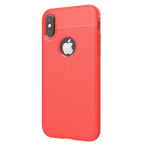 Microsonic Apple iPhone XS (5.8'') Kılıf Deri Dokulu Silikon Kırmızı