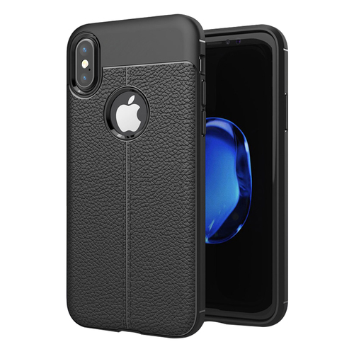 Microsonic Apple iPhone XS (5.8'') Kılıf Deri Dokulu Silikon Siyah