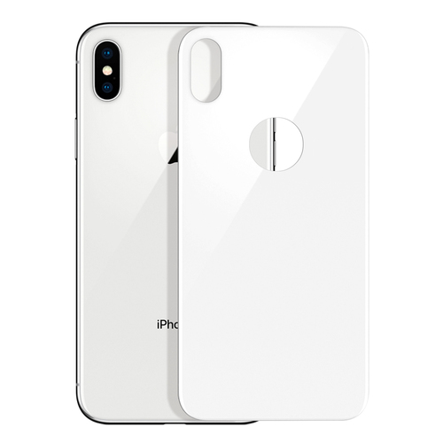 Microsonic Apple iPhone XS (5.8'') Tam Kaplayan Arka Temperli Cam Ekran koruyucu Kırılmaz Film Beyaz