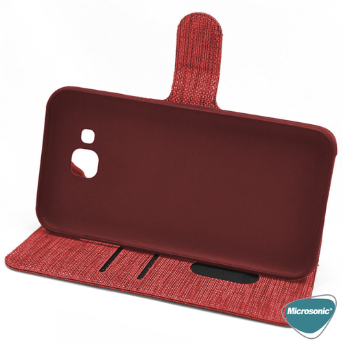 Microsonic Apple iPhone XS Kılıf Fabric Book Wallet Kırmızı