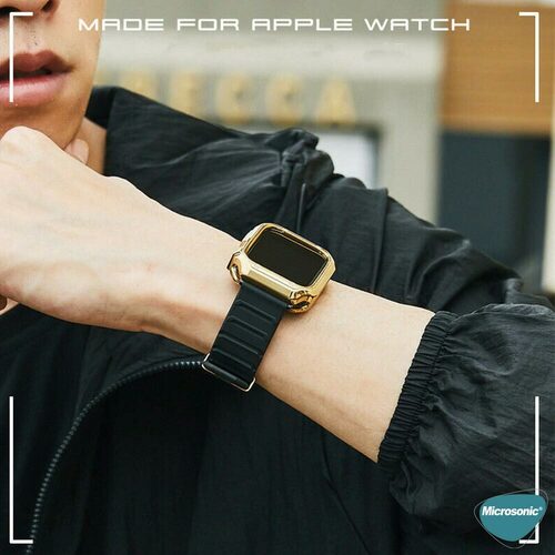 Microsonic Apple Watch 6 44mm Kordon Fullbody Quadra Resist Siyah Gümüş